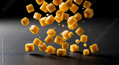 Falling Cubes of Mango - A Sweet and Tropical Delight.