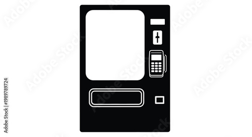 Simple black vending machine icon with payment options a silhouette