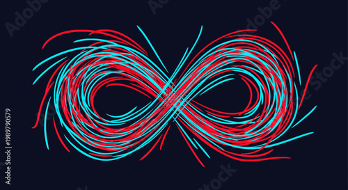 colorful infinity symbol design with red and blue swirling lines