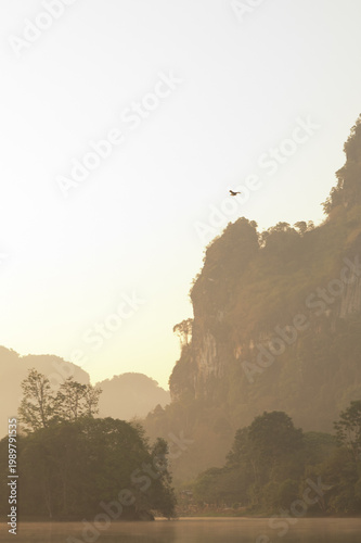 Beautiful Sunrise in the morning Glorious morning light at Baan Nong Thale, Krabi Province,Thailand