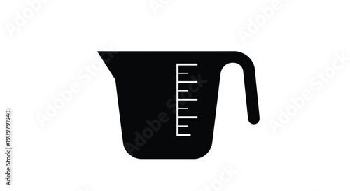 Black measuring cup with volume markings a simple silhouette