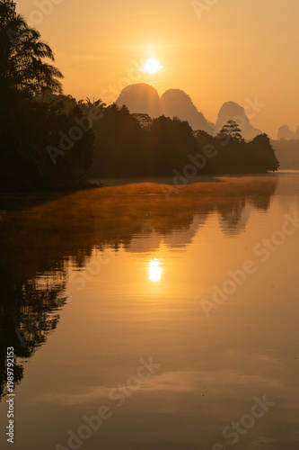 Beautiful Sunrise in the morning Glorious morning light at Baan Nong Thale, Krabi Province,Thailand