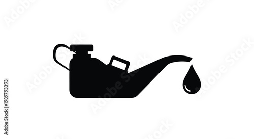 Black oil can with a single drop minimalist silhouette