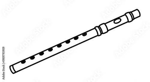 Simple line drawing of a flute black and white silhouette