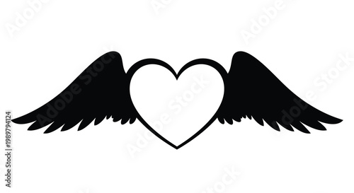 A black winged heart shape a striking visual silhouette