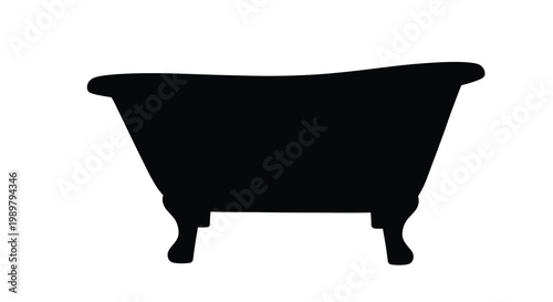 Classic clawfoot tub presented in a striking black silhouette