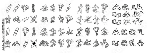 Adventure sports icons collection of various activities