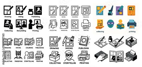 Artistic icons for drawing, inking, and publishing