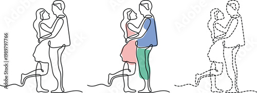 Illustrations of dance partners in different styles and body alignments. Vector