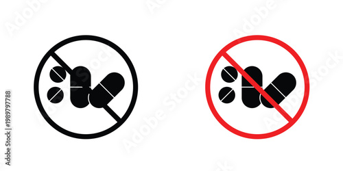 Stop using illegal drugs sign in doodles flat and line stroke pack