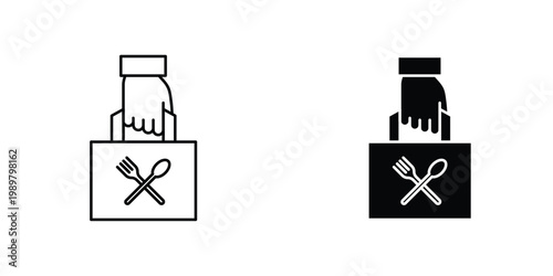Take away food icon in doodles flat and line stroke pack