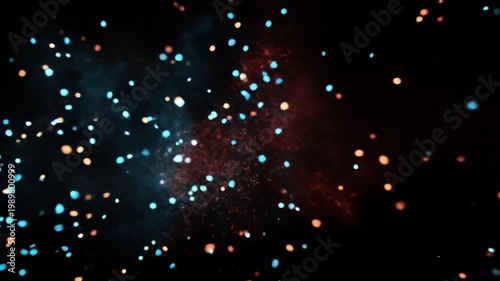 Abstract smoke animation with blue and red color on black background