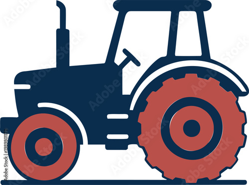 Icon of a farm tractor, a heavy machinery vehicle used for agricultural work, simple flat vector illustration for farming and countryside concept