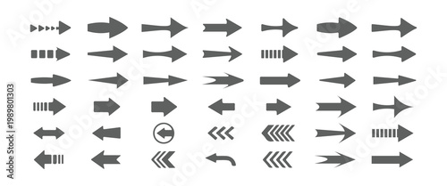 Arrows big black set icons. Arrow icon. Arrow vector collection.Collection different Arrows on flat style for web design or interface.Direction symbols - vector illustration.