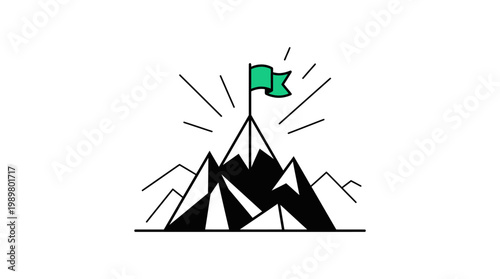 Simple vector illustration set of house and tent with christmas tree and mountain in clean icon design style