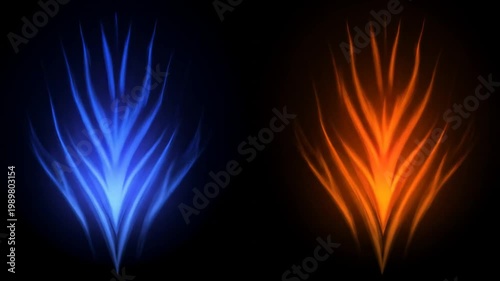 Abstract glowing forms dynamic light trails on a dark background