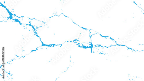 Blue paint cracks on white surface abstract texture  broken lines