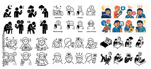 Illustrations depicting mental health challenges