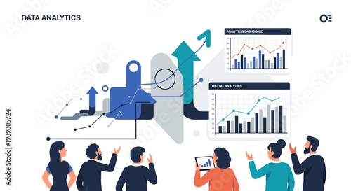 A modern vector illustration depicting a thoughtful woman and floating orbs, symbolizing innovative ideas and brainstorming for marketing materials or