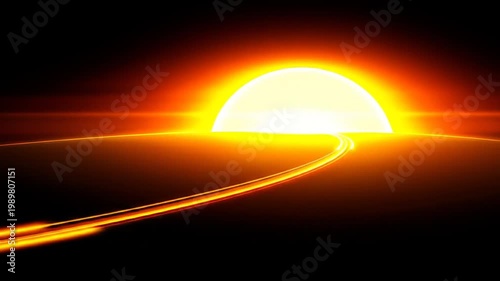 Abstract sun with trails dynamic light and shadow illustration