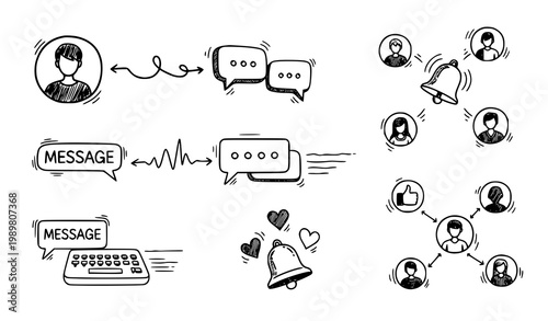 A modern thin line icon set representing business recruitment and human resource concepts arranged in a structured grid layout. Icons include headhunting target on person, resume document, job intervi