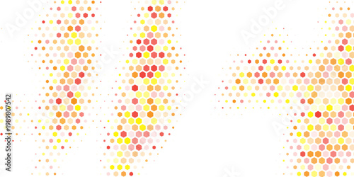 Bee honeycomb banner template with yellow and orange hexagonal cells. Vector honey texture background