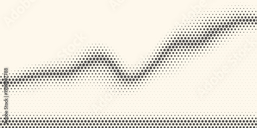 Hexagon Shapes Vector Abstract Geometric Technology Oscillation Wave Isolated on Light Background. Halftone Hex Retro Simple Pattern. Minimal 80s Style Dynamic Tech Wallpaper