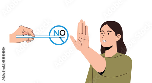 Person Rejecting Cigarette with Hand Gesture in Vector Illustration