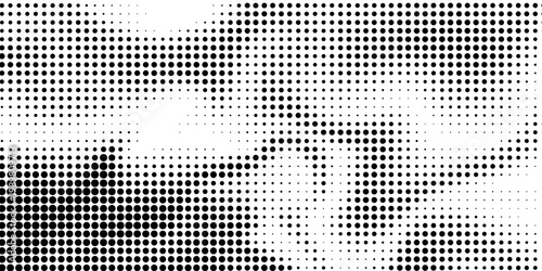 Monochromatic Halftone Pattern with Abstract Gradient Transition from Dense Black Dots to Sparse Arrangement on White Background for Modern Designs