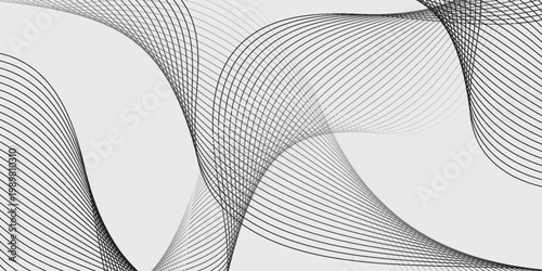 Abstract vector modern background with grey wavy lines and particles. EPS10