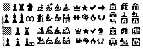 Chess and strategy game icons collection