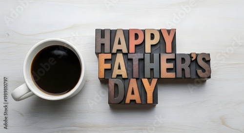 Happy fathers day vintage typography with coffee celebrating dad's special day