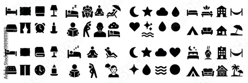 Sleep and recreation icons collection