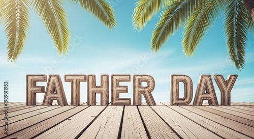 Happy fathers day wooden letters on a beach celebrating dad's special day