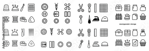 Sewing supplies icons collection
