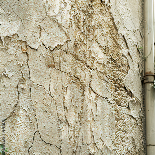 Cracked wall texture in urban setting showing signs of aging and wear over time