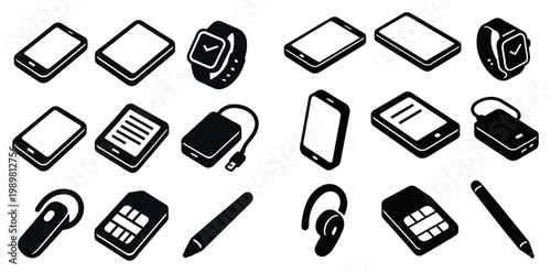 Device icons with phone tablet watch outline