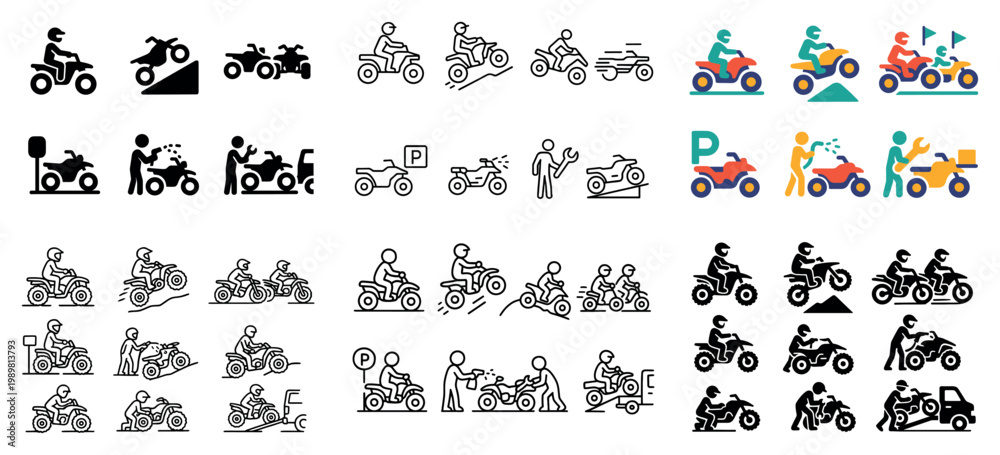 Obraz premium Motorbike icon collection - diverse styles