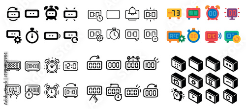 Variety of alarm clock icons and styles