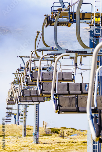 Chair lift in mountain, Serra da Estrela, Portugal