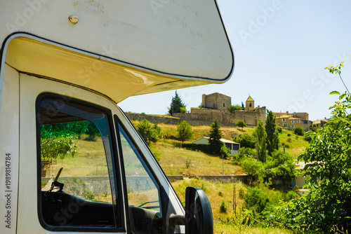 Caravan visiting Aurel village in Vaucluse department in the Provence-Alpes-Cote d'Azur region, France.