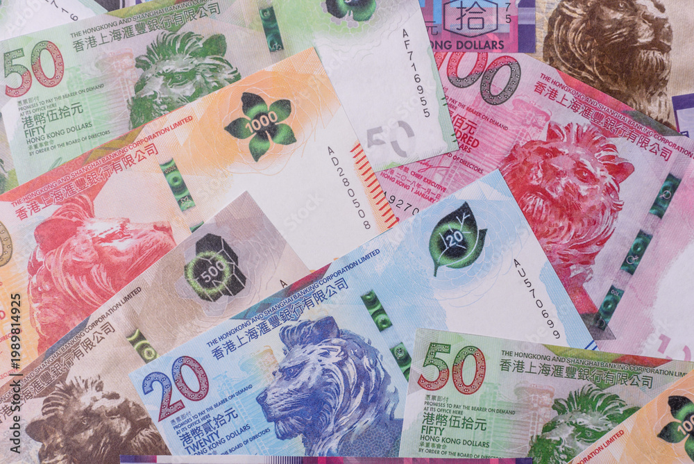 Fototapeta premium Hong Kong paper money, cash currency for exchange and financial transactions. Hong Kong money
