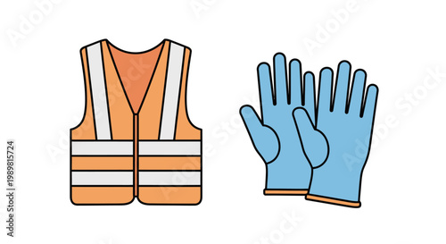 Safety vest and work gloves.