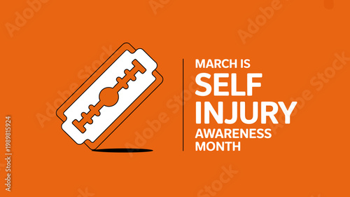 Illustration of a razor blade representing Self Injury Awareness Month in March