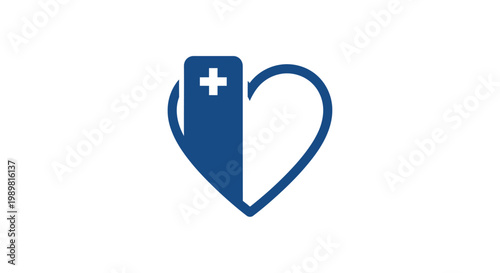 Blue Heart Medical Symbol Logo.
