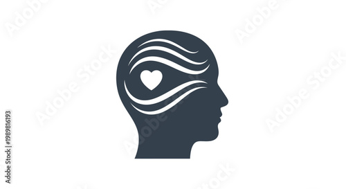 Heart in a human head silhouette.