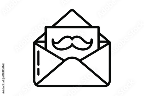 Fathers day icon envelope with mustache celebrating dad with a special message