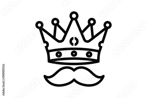 Fathers day icon king dad celebrating fatherhood with a crown and mustache