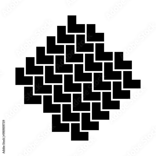 Quadro su tela Brick pattern black vector silhouette