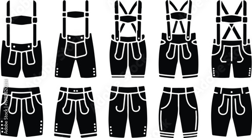 Lederhosen Silhouette Icon Collection Set